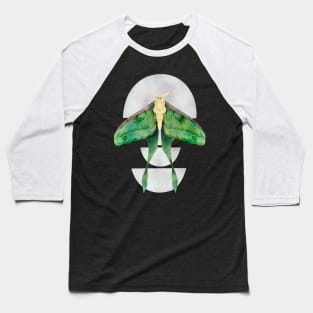 Luna Moth on Half Moons Watercolor Art Baseball T-Shirt